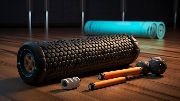 Recovery tools for tight hips and shoulders — foam roller, massage ball, and mobility tools on a gym floor